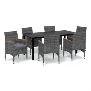 Afuera Living PE Rattan 7 Piece Lightweight Dining Set in Gray