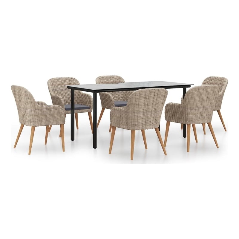 Afuera Living Poly Rattan Medium Ergonomic Dining Set in Brown