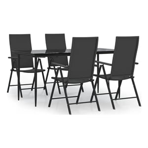 Afuera Living PE Rattan 5 Piece Set Garden Dining Set in Black