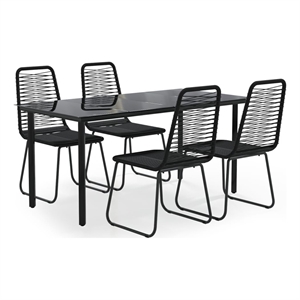 Afuera Living PE Rattan 5 Piece Set Garden Dining Set in Black