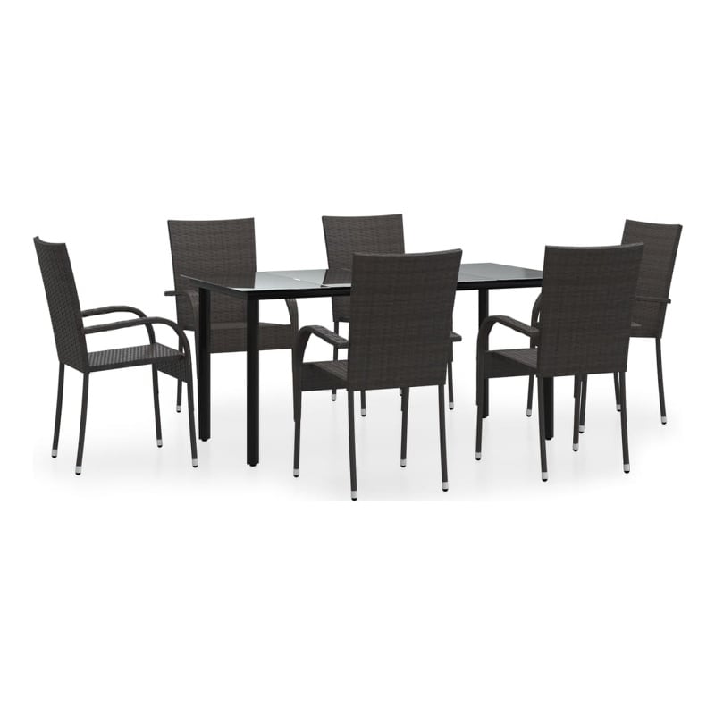 Afuera Living Poly Rattan Stackable Garden Dining Set in Brown