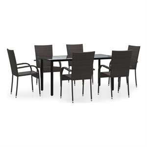 Afuera Living Poly Rattan Stackable Garden Dining Set in Brown