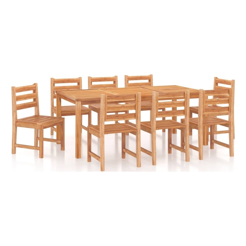 Afuera Living Solid Teak Wood Large Garden Dining Set in Brown