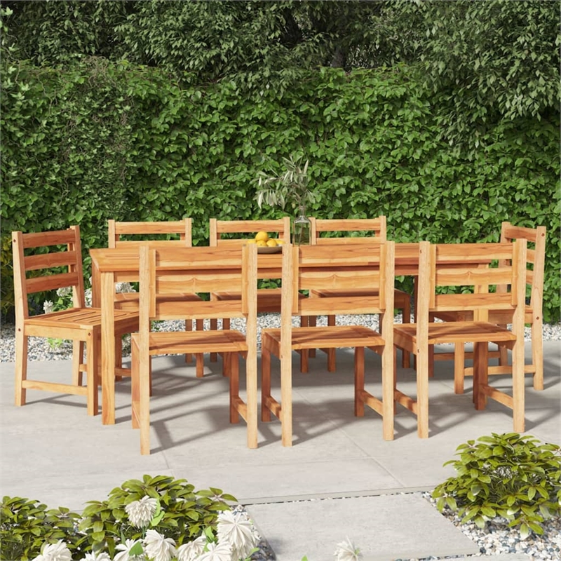 Afuera Living Solid Teak Wood Large Garden Dining Set in Brown