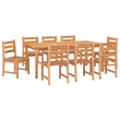 Afuera Living Solid Teak Wood Large Garden Dining Set in Brown
