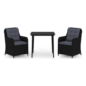 Afuera Living Contemporary Synthetic Poly Rattan Garden Dining Set in Black