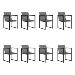 Afuera Living Contemporary 9 Piece Garden Patio Dining Set in Gray