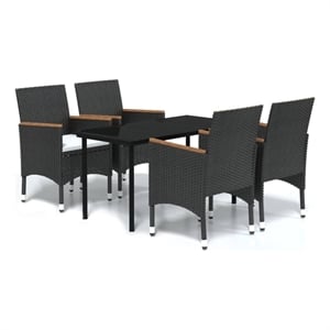 Afuera Living Contemporary Rattan Garden Dining Set in Black