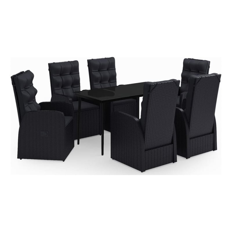 Afuera Living Contemporary Synthetic Poly Rattan Garden Dining Set in Black