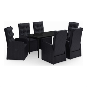 Afuera Living Contemporary Synthetic Poly Rattan Garden Dining Set in Black