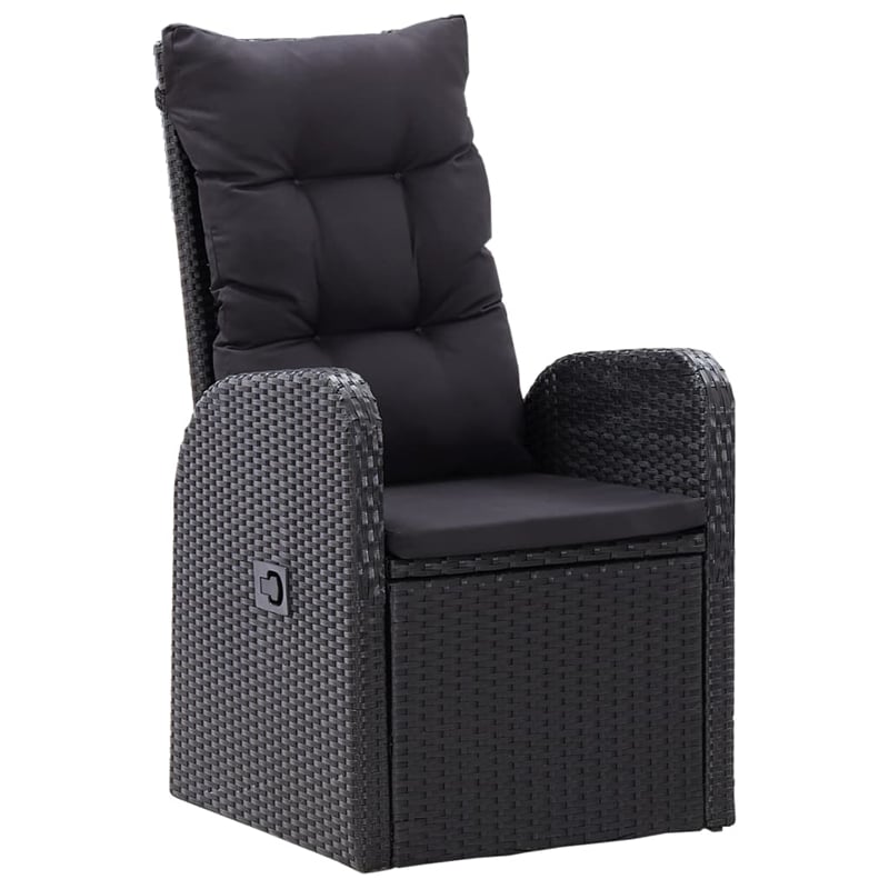 Afuera Living Contemporary Synthetic Poly Rattan Garden Dining Set in Black