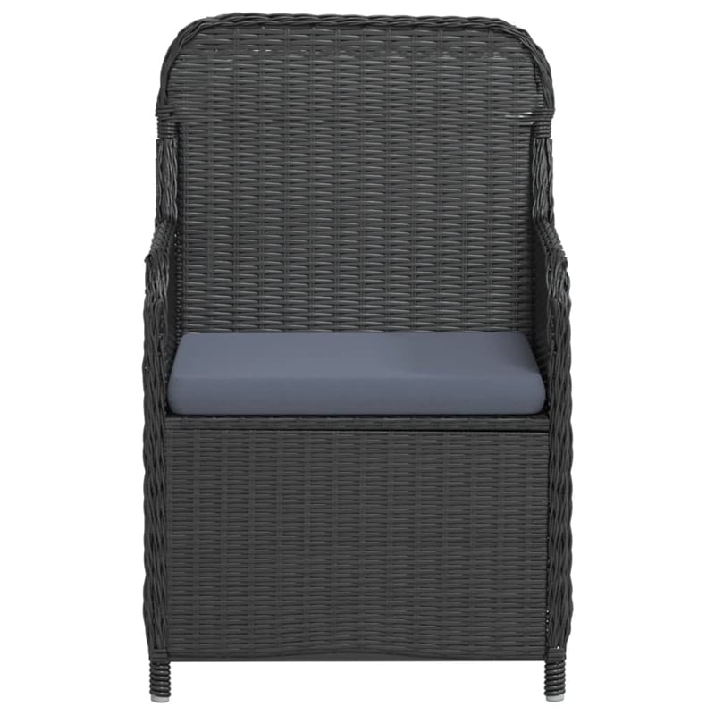 Afuera Living Contemporary Synthetic Poly Rattan Garden Dining Set in Black