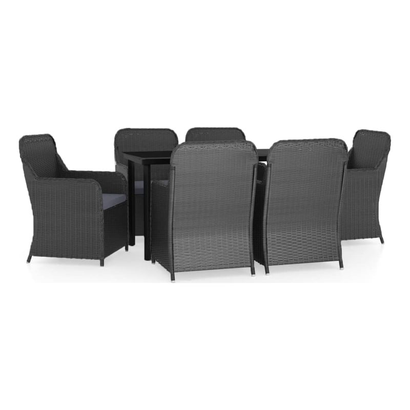Afuera Living Contemporary Synthetic Poly Rattan Garden Dining Set in Black