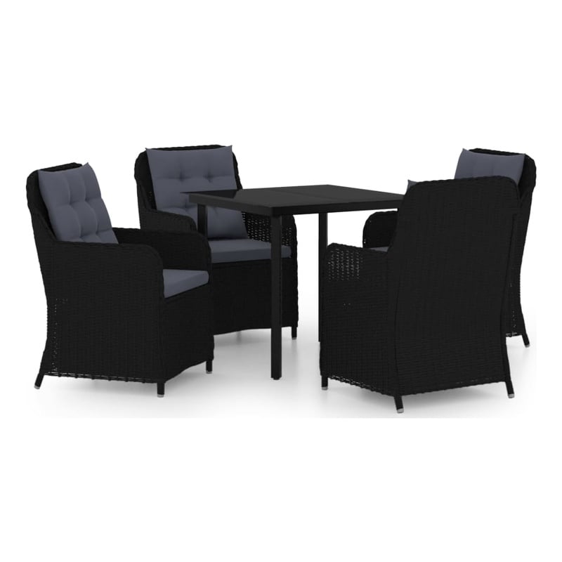 Afuera Living Contemporary Garden Dining Set in Powder-Coated Black