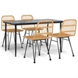 Afuera Living Contemporary 5 Piece Garden Dining Set in Black