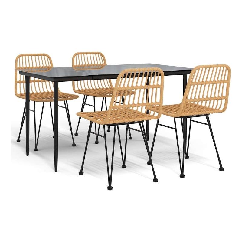 Afuera Living Contemporary 5 Piece Garden Dining Set in Black