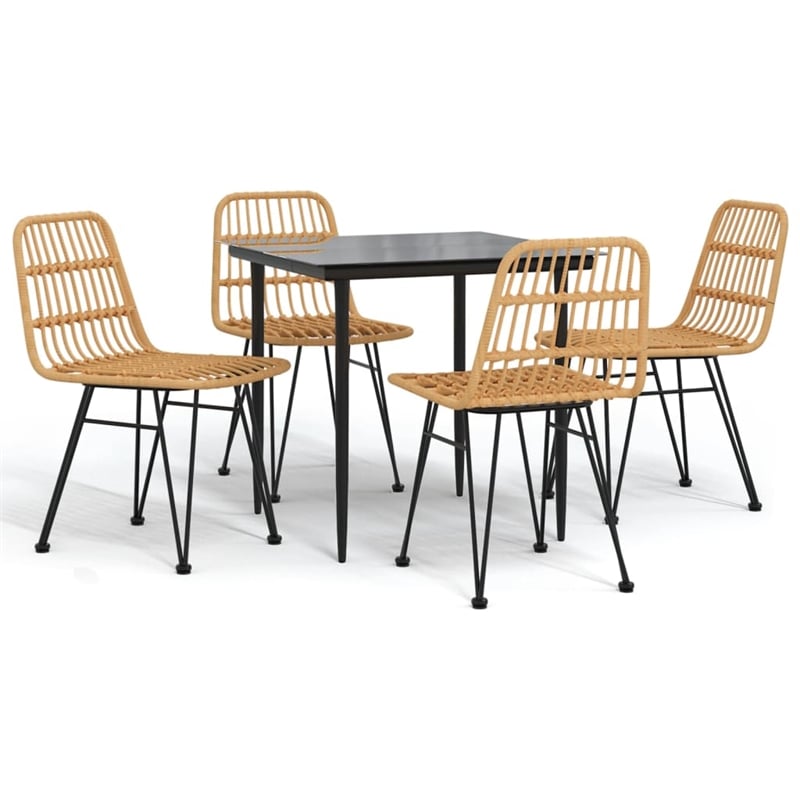 Afuera Living Contemporary 5 Piece Garden Dining Set in Black