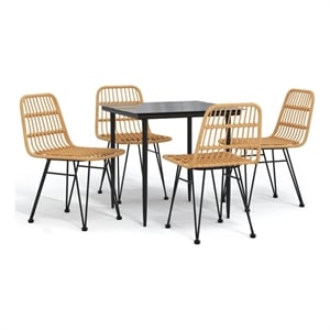 Afuera Living Contemporary 5 Piece Garden Dining Set in Black