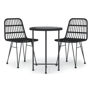 Afuera Living Contemporary Synthetic Poly Rattan Garden Dining Set in Black