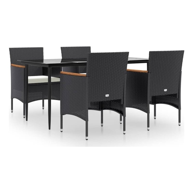Afuera Living Contemporary Synthetic Poly Rattan Garden Dining Set in Black