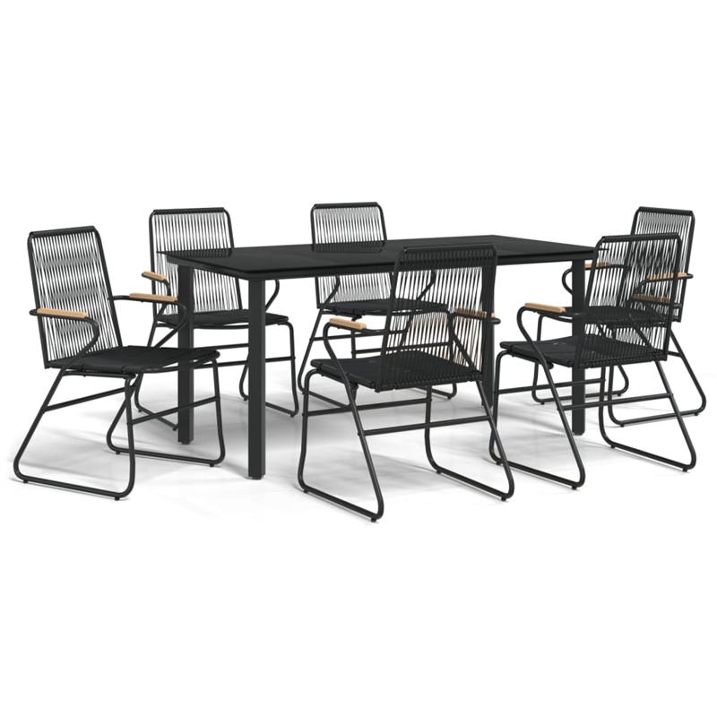 Afuera Living Contemporary Synthetic PVC Garden Dining Set in Black