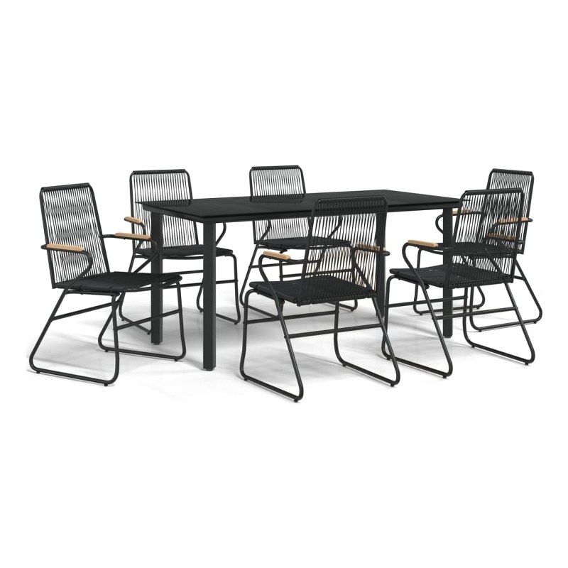 Afuera Living Contemporary Synthetic PVC Garden Dining Set in Black