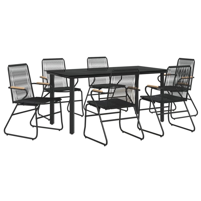 Afuera Living Contemporary Synthetic PVC Garden Dining Set in Black