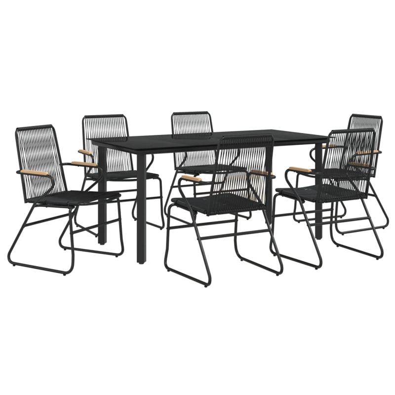 Afuera Living Contemporary Synthetic PVC Garden Dining Set in Black