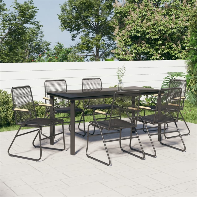 Afuera Living Contemporary Synthetic PVC Garden Dining Set in Black