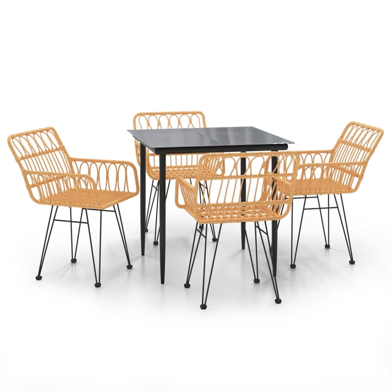 Afuera Living Contemporary 5 Piece Garden Dining Set in Black