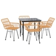 Afuera Living Contemporary 5 Piece Garden Dining Set in Black