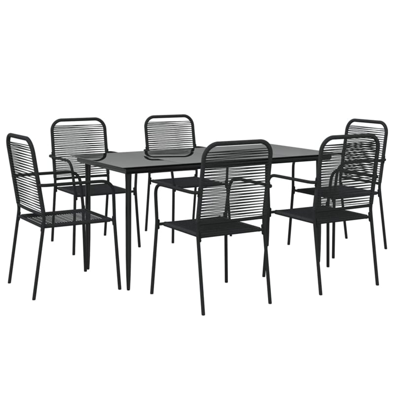 Afuera Living Contemporary Garden Dining Set in Powder-Coated Black