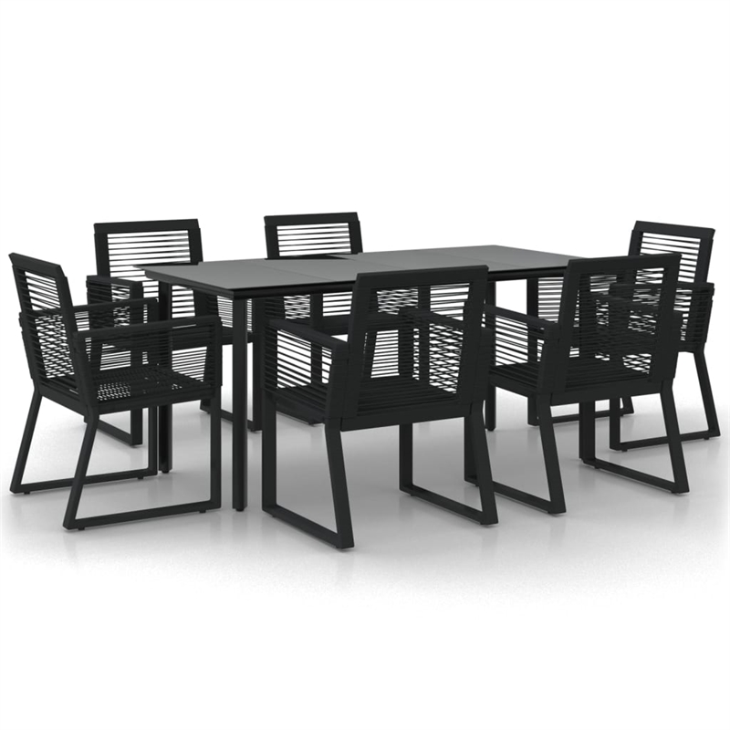 Afuera Living Contemporary Synthetic PVC Garden Dining Set in Black