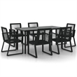 Afuera Living Contemporary Synthetic PVC Garden Dining Set in Black