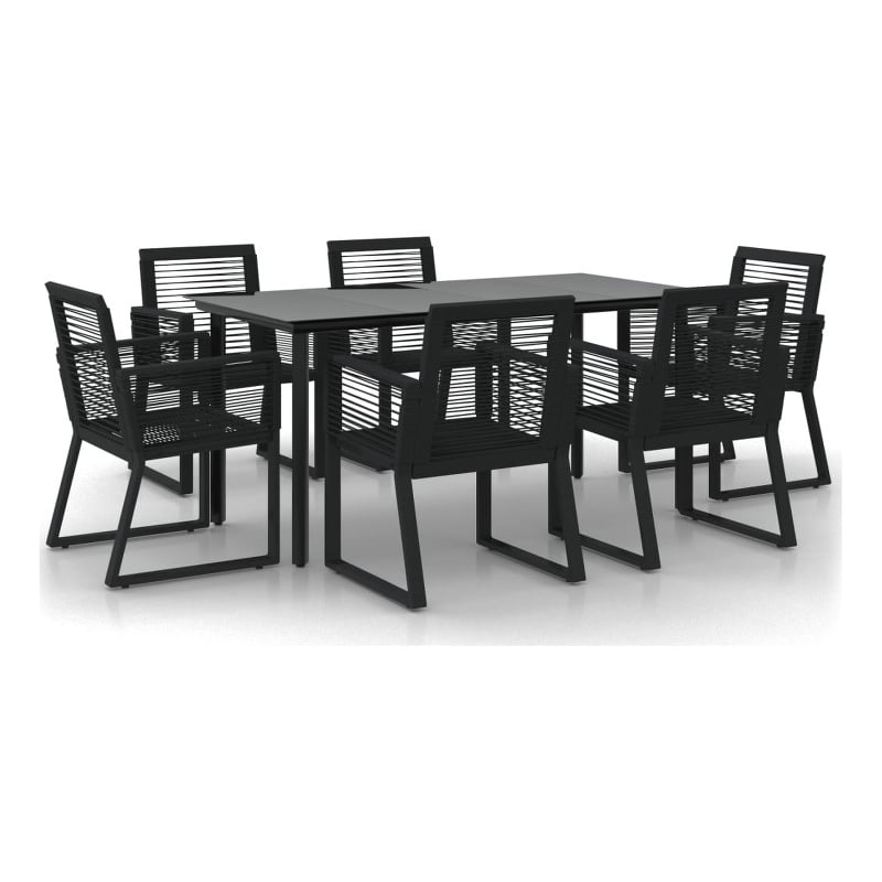 Afuera Living Contemporary Synthetic PVC Garden Dining Set in Black
