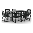 Afuera Living Contemporary Synthetic PVC Garden Dining Set in Black