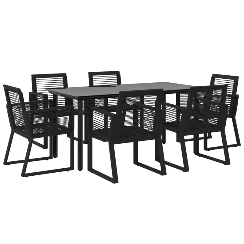 Afuera Living Contemporary Synthetic PVC Garden Dining Set in Black