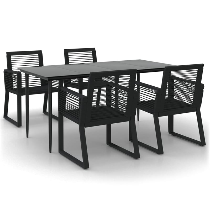 Afuera Living Contemporary Synthetic PVC Garden Dining Set in Black