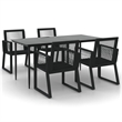 Afuera Living Contemporary Synthetic PVC Garden Dining Set in Black