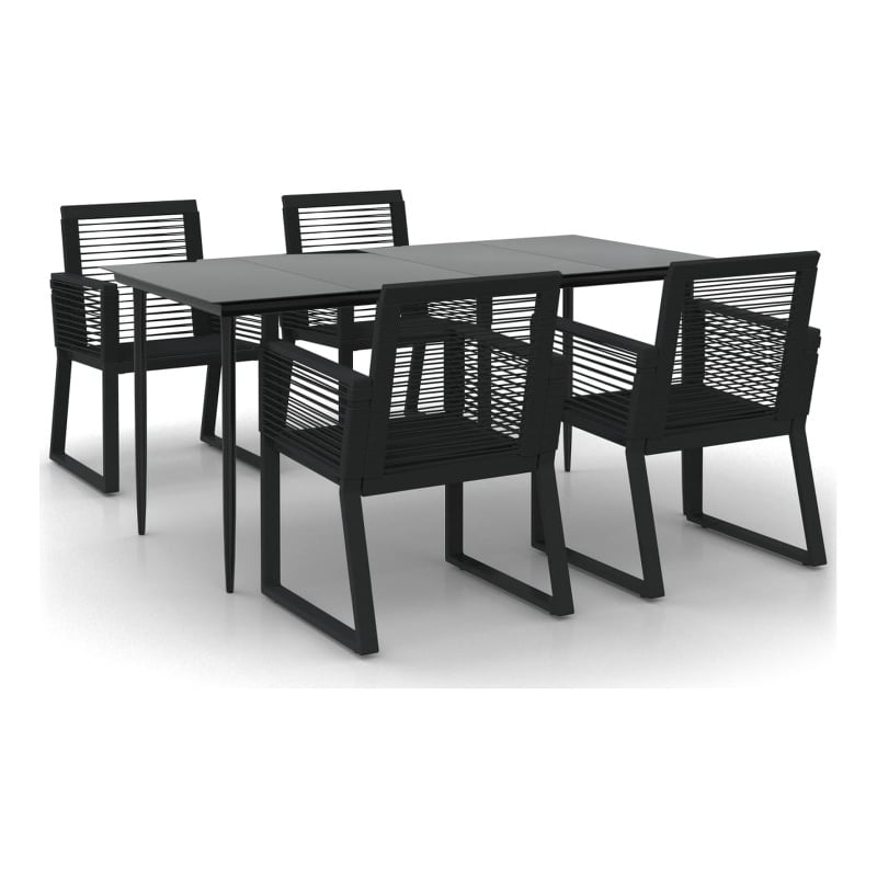 Afuera Living Contemporary Synthetic PVC Garden Dining Set in Black