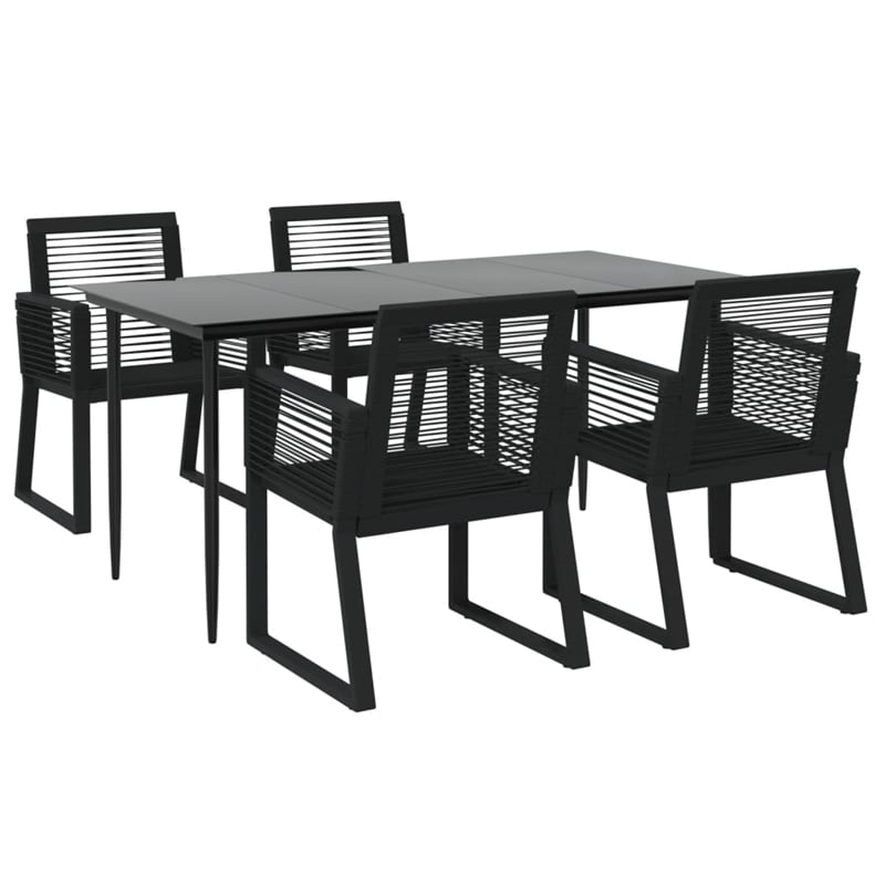 Afuera Living Contemporary Synthetic PVC Garden Dining Set in Black