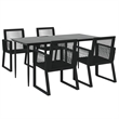 Afuera Living Contemporary Synthetic PVC Garden Dining Set in Black