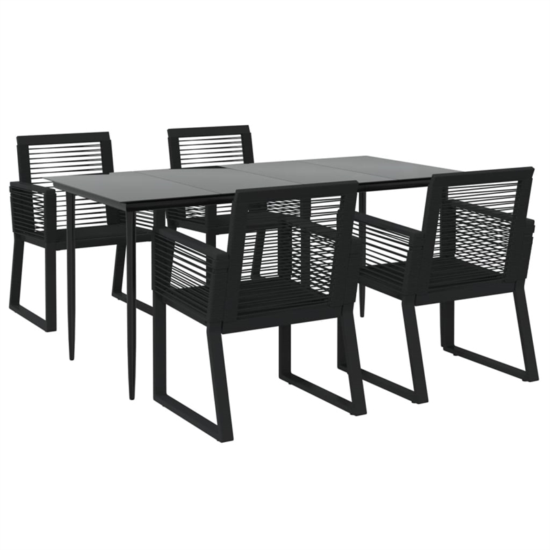Afuera Living Contemporary Synthetic PVC Garden Dining Set in Black