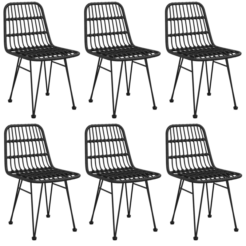 Afuera Living Contemporary Synthetic Poly Rattan Garden Dining Set in Black