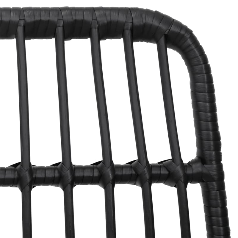 Afuera Living Contemporary Synthetic Poly Rattan Garden Dining Set in Black