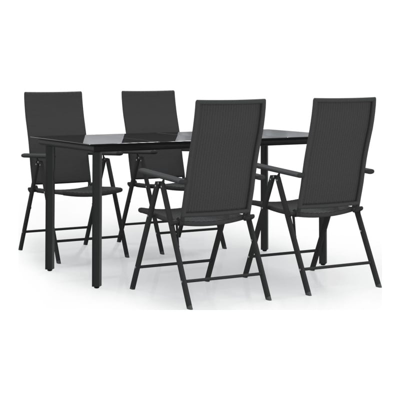 Afuera Living Contemporary Wicker / Rattan Garden Dining Set in Black