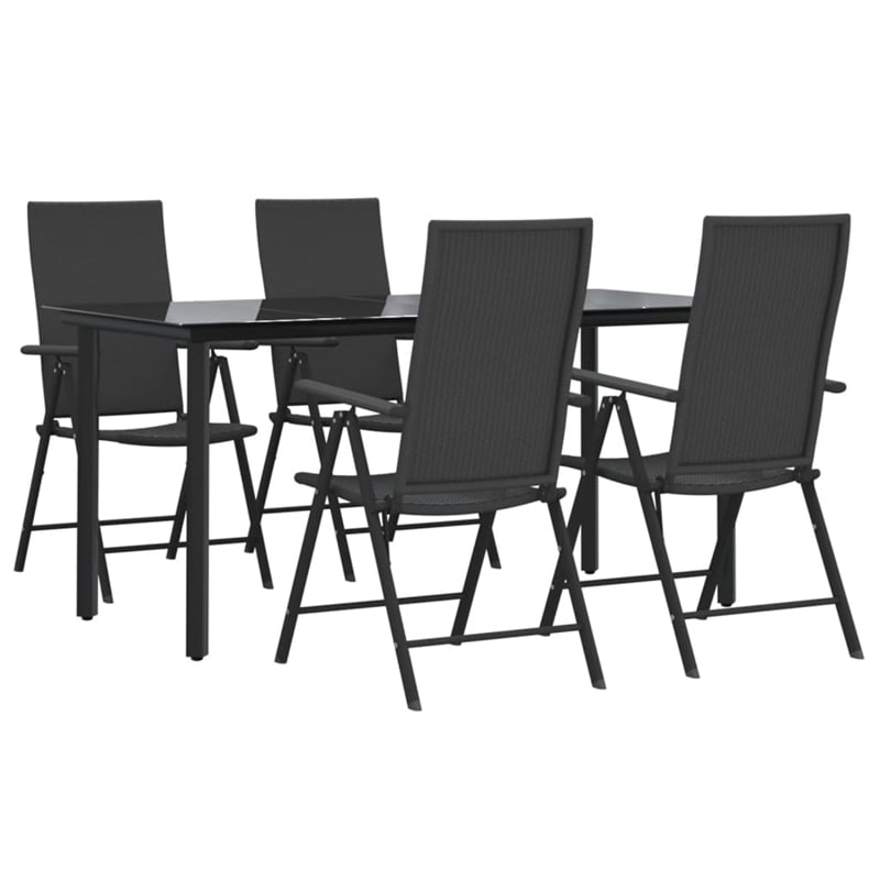 Afuera Living Contemporary Wicker / Rattan Garden Dining Set in Black