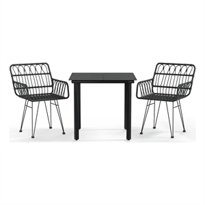 Afuera Living Contemporary Synthetic Poly Rattan Garden Dining Set in Black
