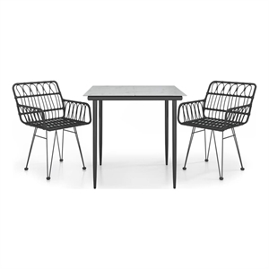 Afuera Living Contemporary Synthetic Poly Rattan Garden Dining Set in Black