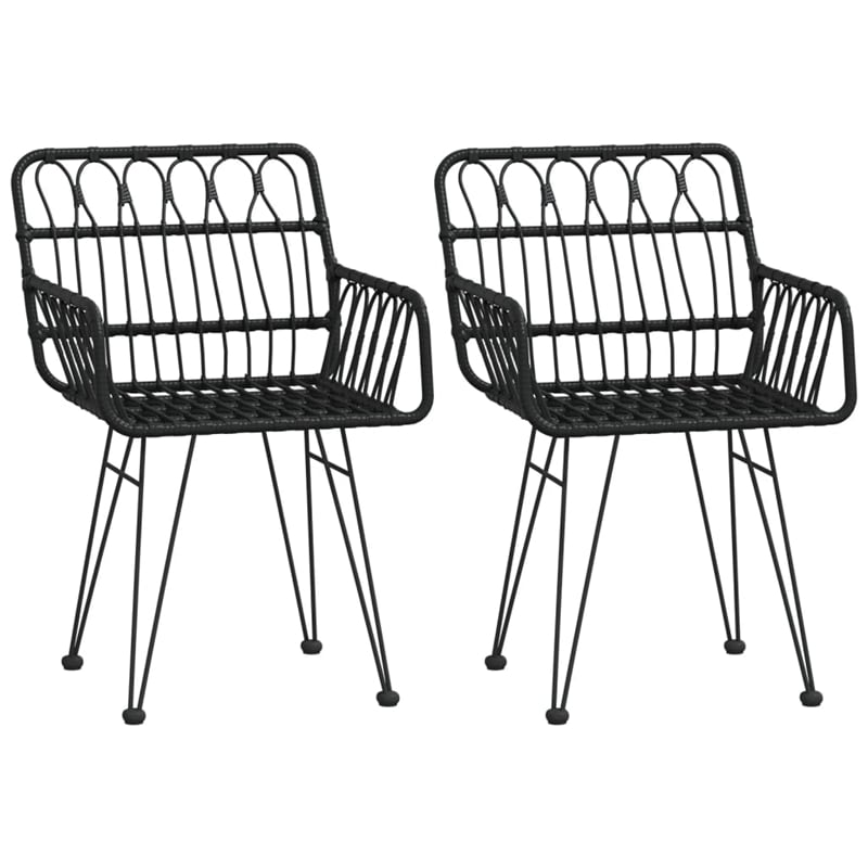 Afuera Living Contemporary Synthetic Poly Rattan Garden Dining Set in Black